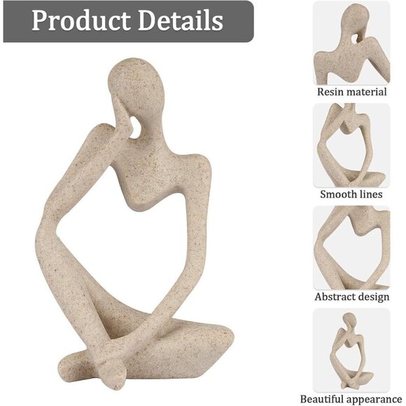 Sandstone Resin Thinker Style Abstract Sculpture Statue Collectible Figurines - Picture 7 of 10